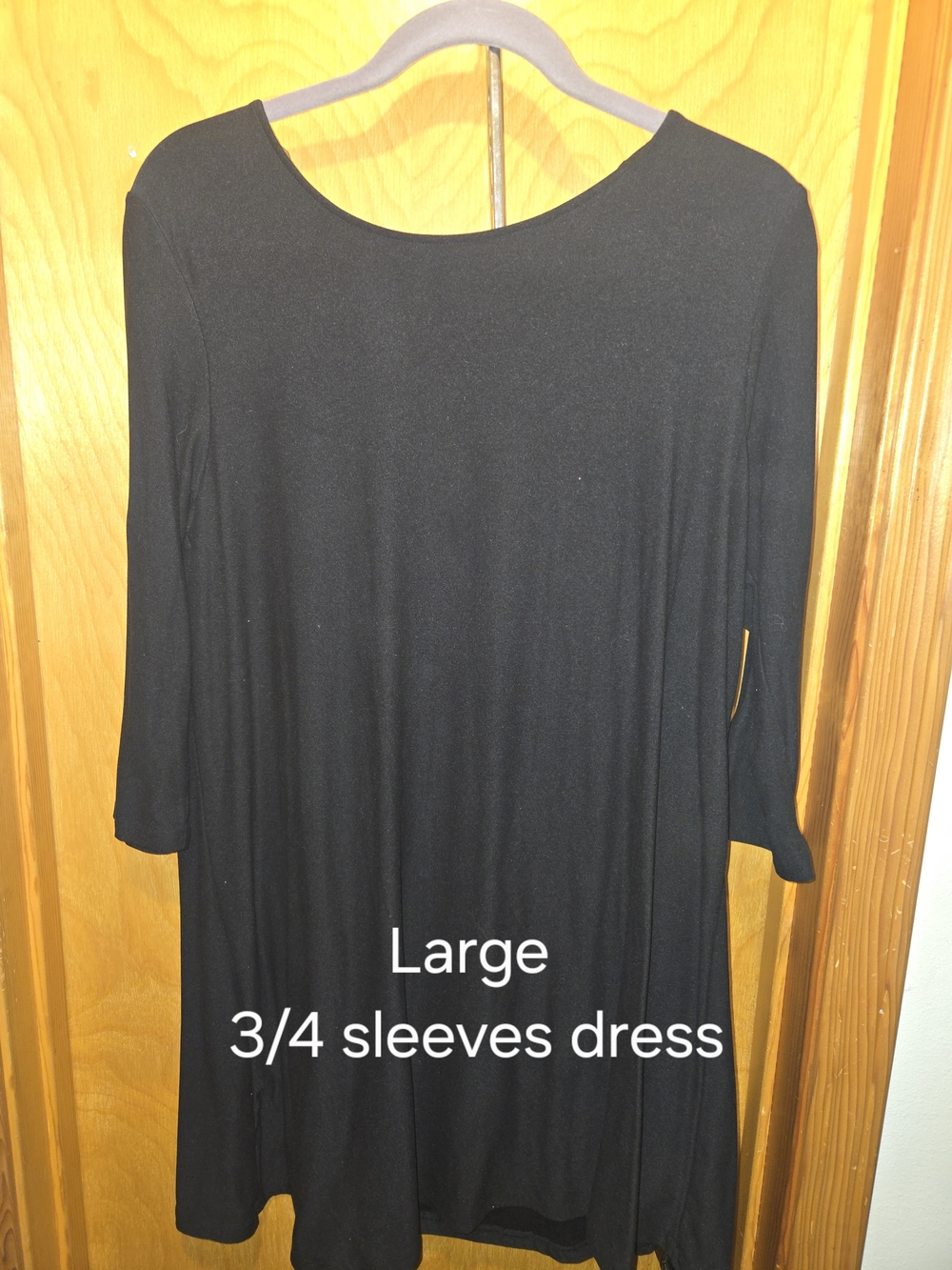 Black 3/4 Sleeve Swing Dress